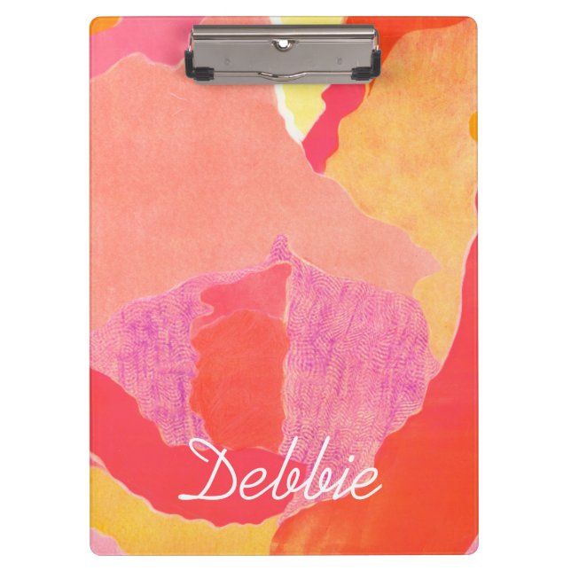 Add Your Name | Cabbage Rose IV Clipboard (Front)