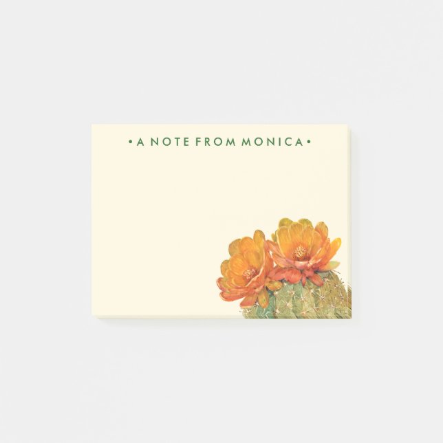 Add Your Name | Cactus Orange Blossoms Post-it Notes (Front)