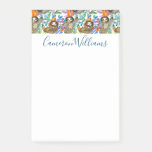Add Your Name | Cartoon Watercolor Sloth Pattern Post-it Notes