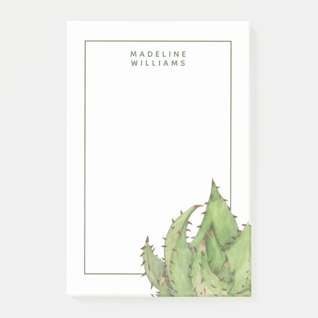 Add Your Name | Century Plant Succulent Post-it Notes (Front)