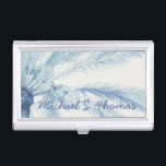 Add Your Name | Chambray Palms II Case For Business Cards<br><div class="desc">Floral</div>