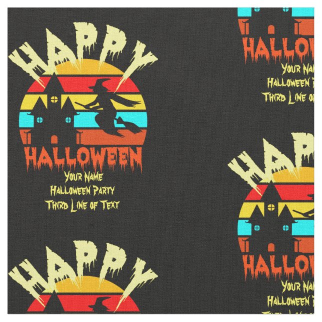 Add Your Name Change ANY Text Halloween Sunset     Fabric (Close Up)