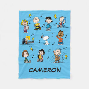 Add Your Name Charlie Brown and Gang Fleece Blanket