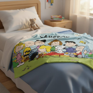 Add Your Name Charlie Brown and Gang Fleece Blanket
