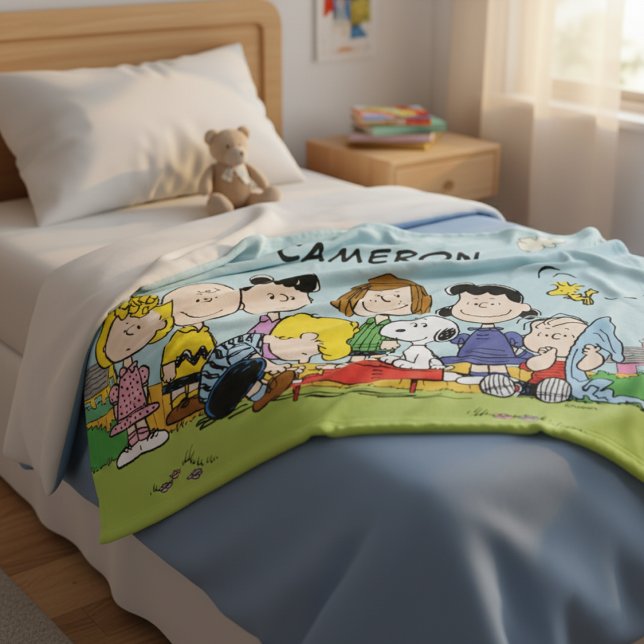 Add Your Name | Charlie Brown and Gang Fleece Blanket (Creator Uploaded)