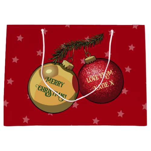 Add Your Name Christmas Tree Decorations Cartoon Large Gift Bag