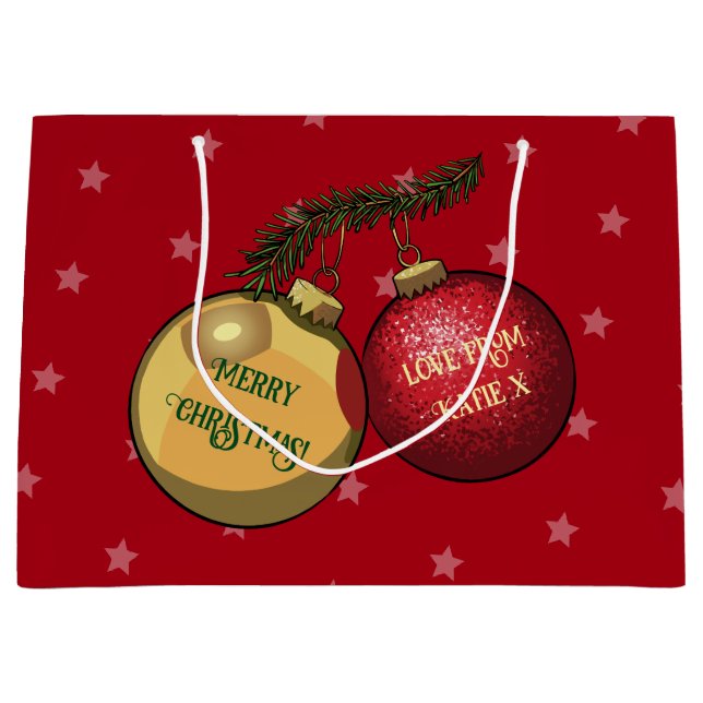 Add Your Name Christmas Tree Decorations Cartoon Large Gift Bag (Front)