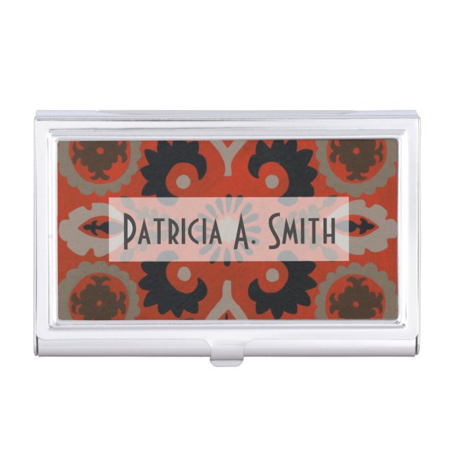 Add Your Name | Cinnabar Suzani II Case For Business Cards (Front)