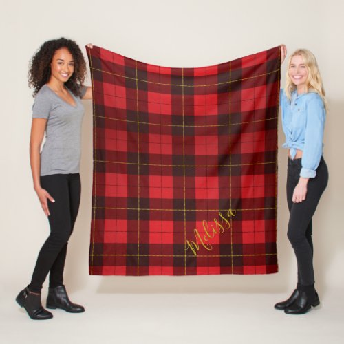 Add Your Name Clan Wallace Plaid Tartan Fleece Blanket