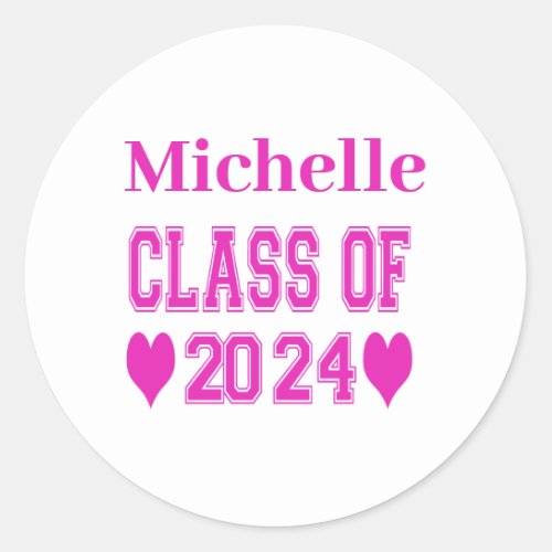 Add Your Name Class Of 2024 Classic Round Sticker