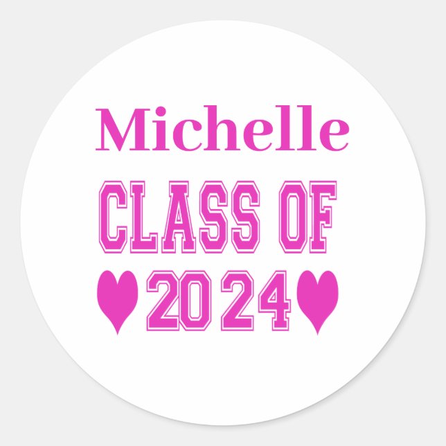 Add Your Name Class Of 2024 Classic Round Sticker (Front)