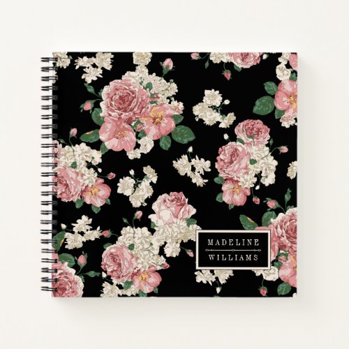 Add Your Name  Classic Vintage Floral Notebook