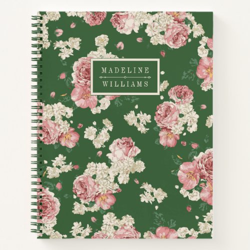 Add Your Name  Classic Vintage Floral Notebook