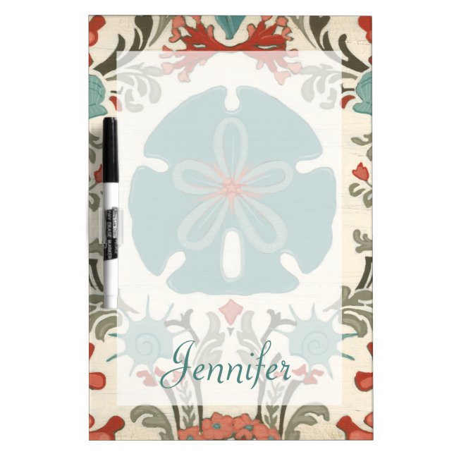 Add Your Name | Coastal Damask II Dry-Erase Board (Front)