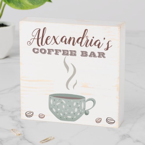 Add Your Name Coffee Bar Wooden Box Sign