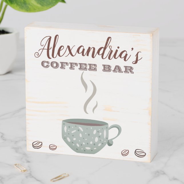 Add Your Name Coffee Bar Wooden Box Sign (In Situ Horizontal)
