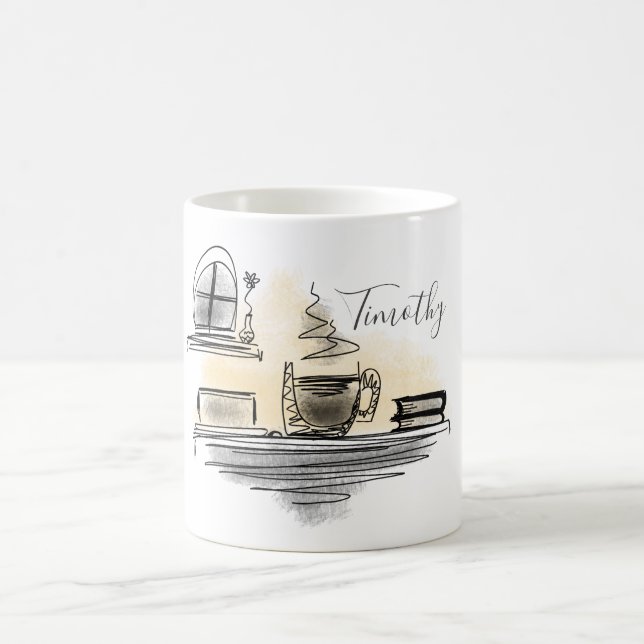 Add Your Name | Coffee Side Drawing Mug (Center)