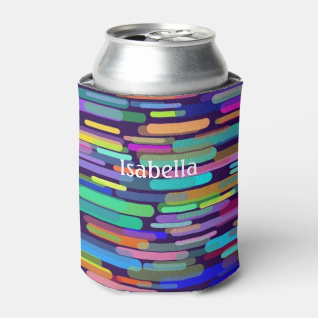 Add Your Name Colorful Abstract Can Cooler (Can Front)