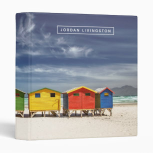 Add Your Name Colorful Beach Houses Muizenberg 3 Ring Binder