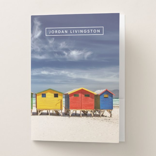 Add Your Name | Colorful Beach Houses | Muizenberg Pocket Folder (Front)