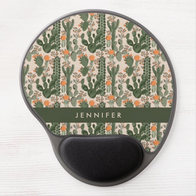 Add Your Name | Colorful Cactus Pattern Gel Mouse Pad (Front)