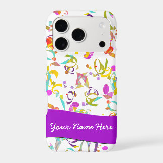 Add Your Name Colorful Confetti Toss Over White iPhone 17 Pro Case