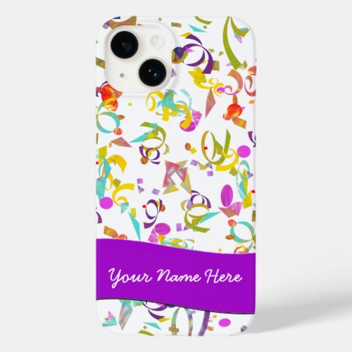 Add Your Name Colorful Confetti Toss Over White Case_Mate iPhone 14 Case