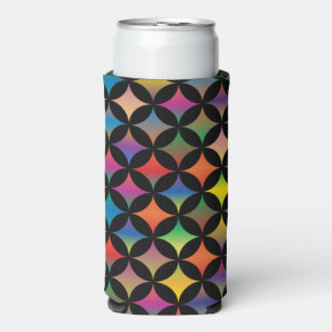 Add Your Name Colorful Diamonds on Black Seltzer Can Cooler