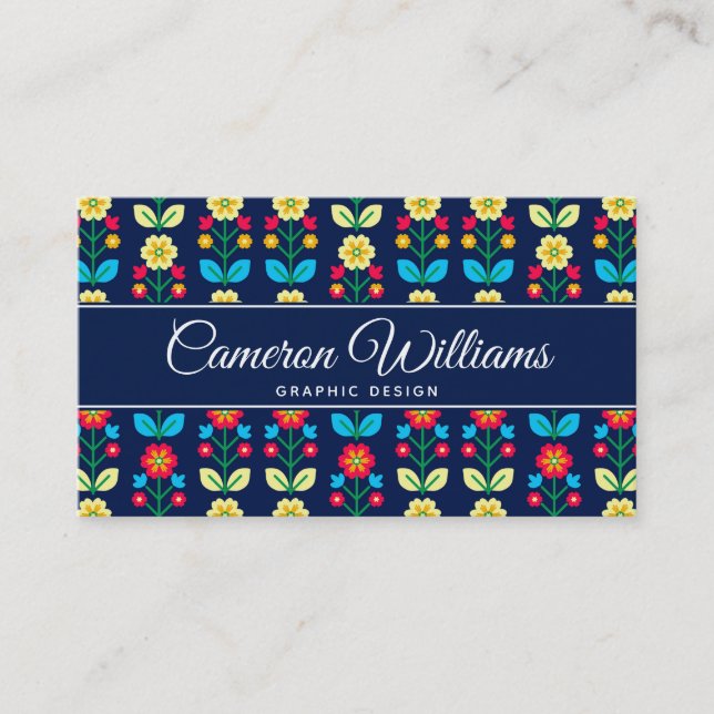 Add Your Name | Colorful Floral Pattern Business Card (Front)
