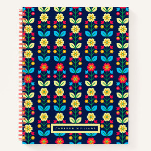 Add Your Name Colorful Floral Pattern Notebook