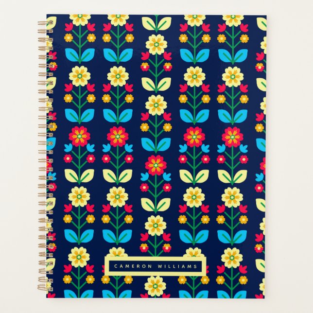 Add Your Name | Colorful Floral Pattern Planner (Front)