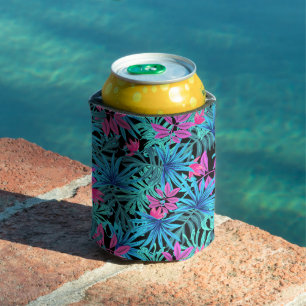 Add Your Name Colorful Florida Tropical Leaves Can Cooler