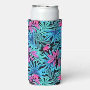 Add Your Name Colorful Florida Tropical Leaves Seltzer Can Cooler