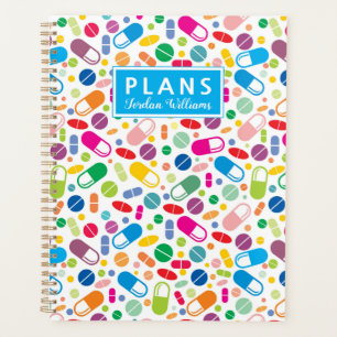 Add Your Name Colorful Neon Drug Pattern Planner