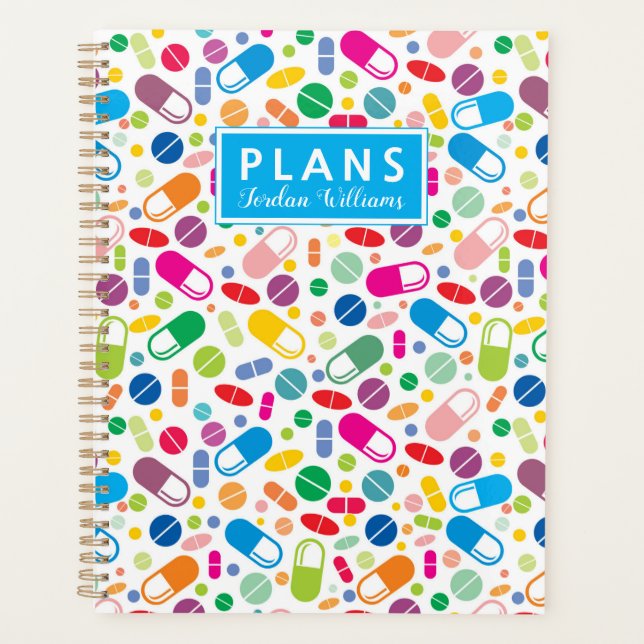 Add Your Name | Colorful Neon Drug Pattern Planner (Front)