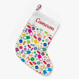 Add Your Name Colorful Neon Drug Pattern Small Christmas Stocking