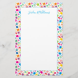 Add Your Name Colorful Neon Drug Pattern Stationery