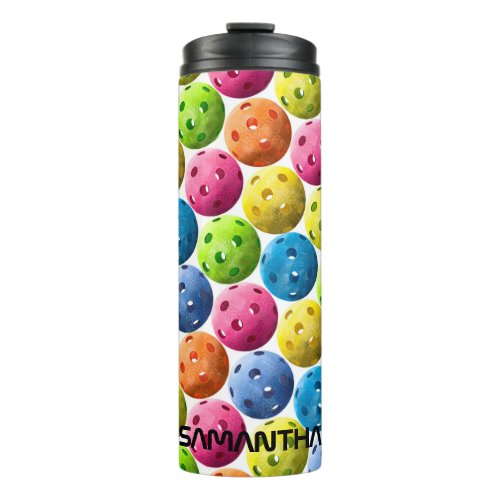 Add Your  Name _ Colorful Pickleball Thermal Tumbler