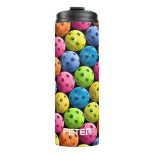 Add Your Name Colorful Pickleball Thermal Tumbler