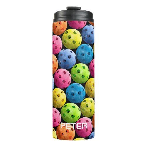 Add Your Name Colorful Pickleball Thermal Tumbler