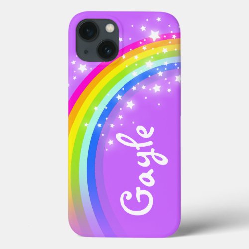 Add your name colorful rainbow purple iphone case