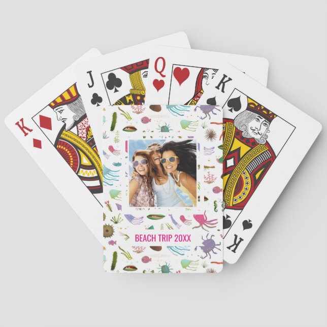 Add Your Name | Colorful Sea Life Poker Cards (Back)