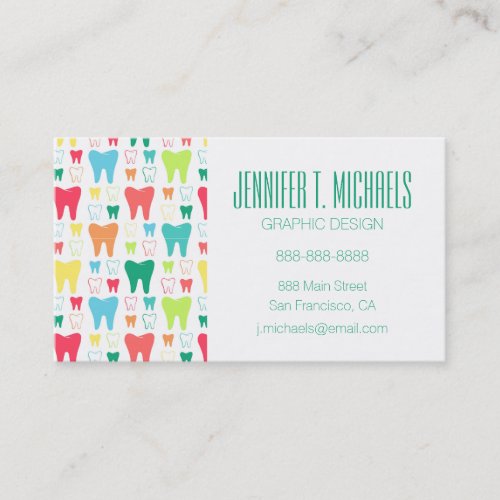 Add Your Name  Colorful Teeth Pattern Business Card