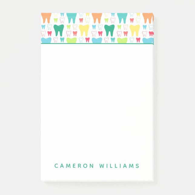 Add Your Name | Colorful Teeth Pattern Post-it Notes (Front)