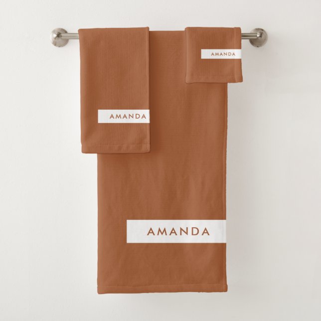 Add Your Name - Copper Minimalist Bath Towel Set (Insitu)