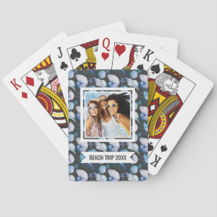 Add Your Name Corals With Shells Pattern Poker Cards