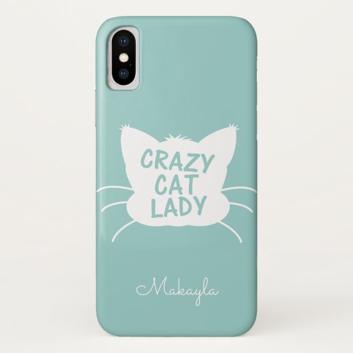 Add Your Name Crazy Cat Lady In Wavecrest Blue Case Mate Iphone Case Zazzle Com