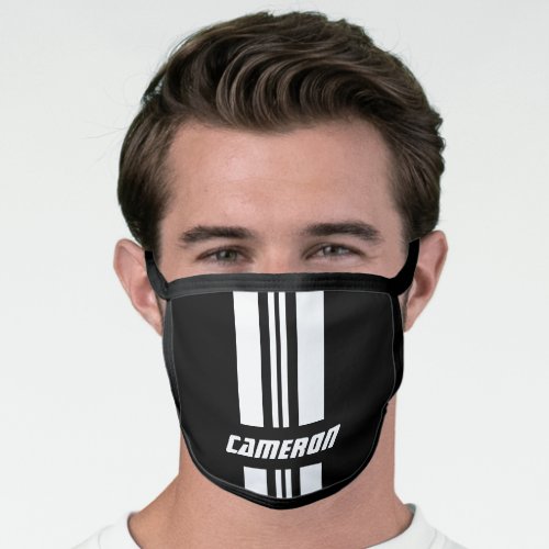 Add Your Name Custom Colors Racing Stripes 1 Face Mask