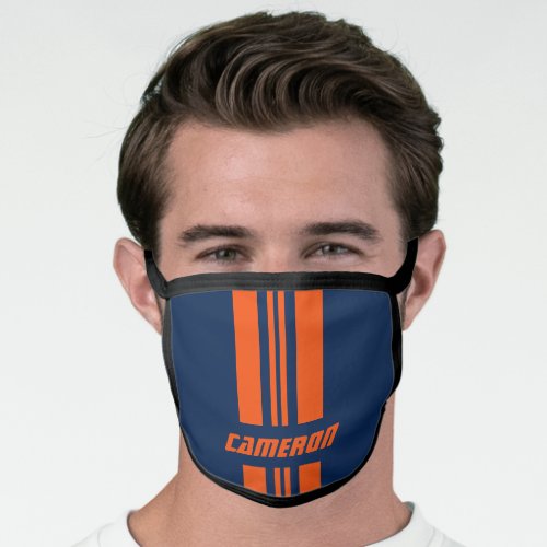 Add Your Name Custom Colors Racing Stripes 1 Face Mask