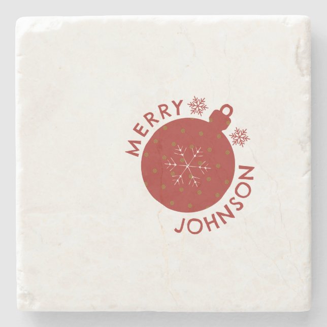 Add Your Name Custom Text Holiday Stone Coaster (Front)